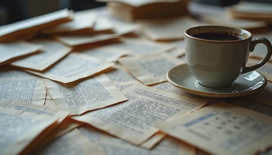 Documentary style close-up of a messy desk with crumpled papers covered in long, overly complex prompt instructions and a half-empty coffee cup.