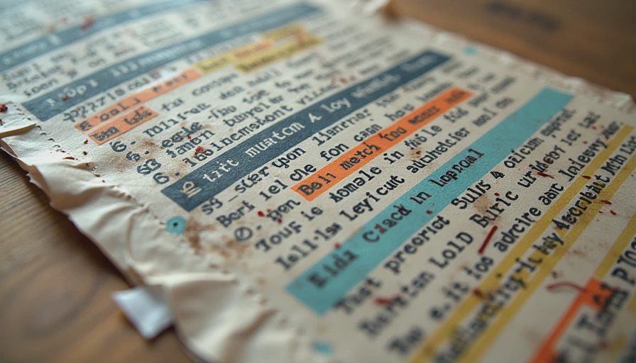 Documentary style close-up of a messy handwritten paper covered in long, overly complex prompt instructions with multiple crossed-out sections.